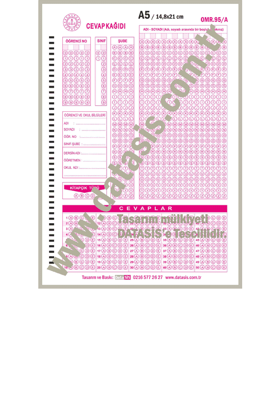 KTT Optik Form Cevap Kağıdı - Lise (OMR-95A)